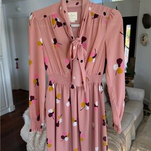 Kate Spade Pink Floral Long Sleeve Dress